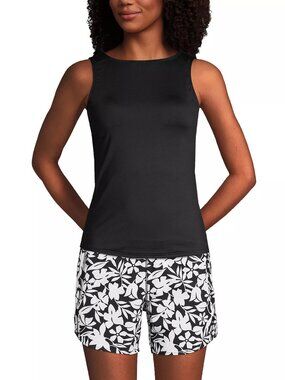 Lands' End High Neck Black Tankini Swim  Top 20W